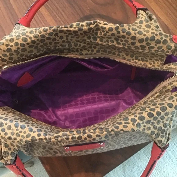 Kate Spade Stevie Leopard Print Red Leather Purse Tote Bag AS IS - Picture 10 of 10